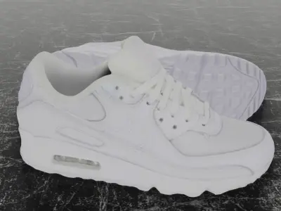 NIKE AIR MAX 90 WHITE 3D SHOES Low-poly 3D model