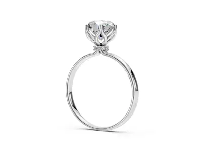 Solitaire Ring with Flower Crown 3D print model