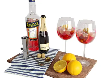 Cocktail decor set 4 Aperol 3D model