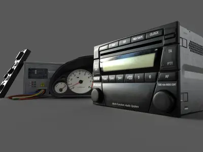 Mazda MX-5 Speedometer Radio Klima Low-poly 3D model