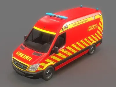 Fire and Rescue Vehicle Low Poly Low-poly 3D model