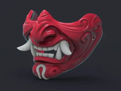 Samurai demon mask 3D print model