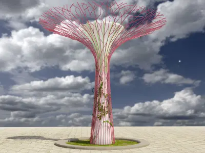 Gardens by the Bay Singapore supertrees Low-poly 3D model