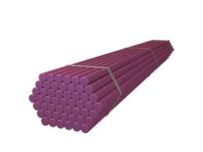 Steel Round Bars v1 004 Low-poly 3D model