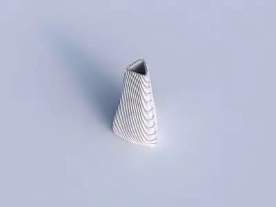 Vase puffy tipped triangle with wavy extruded lines 2 3D print model