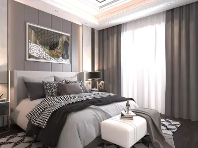 Modern Bedroom Scene 2 3D model