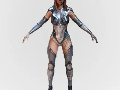 Futuristic Sci-Fi Girl Character Unreal Engine MOCAP Game Ready Low-poly 3D model