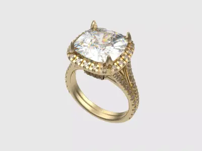 Luxury Halo Engagement Ring JDBCo 3D print model