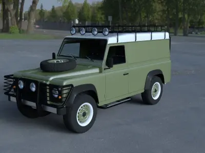 Land Rover Defender 110 Hard Top w chassis and interior HDRI 3D model