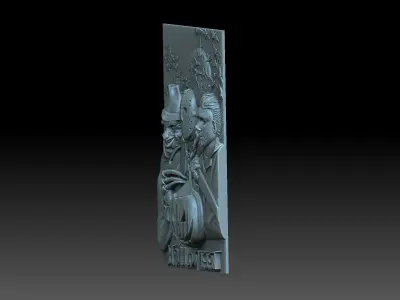 Halloween plaque with three people 3D print model