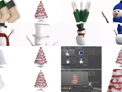 Christmas symbols and decorations 3D Model Collection