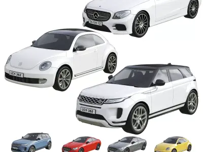 Low Poly Cars Set 3D model