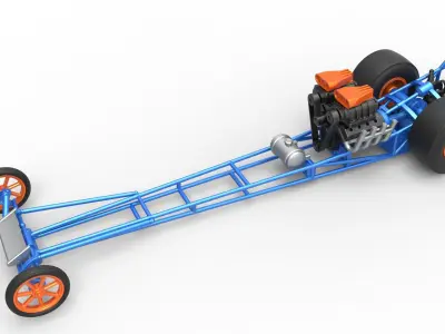 Front engine dragster with double supercharged V8 Scale 1 to 25 3D print model