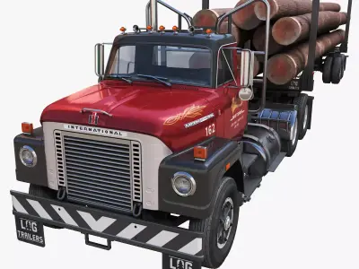 International Fleetstar log truck Low-poly 3D model