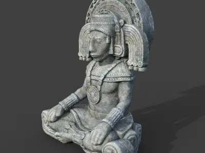 Low poly Mayan Inca Aztec Statue 220503 Low-poly 3D model