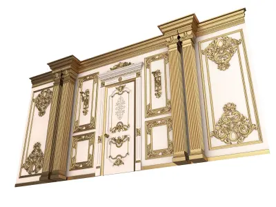 Boiserie Classic Wall with Mouldings 08 White Low-poly 3D model