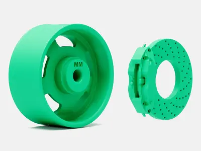 15x7 US Indy Mag Wheel and Brake 3D print model