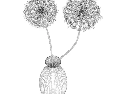 Small Purple Flowers in White Vase 3D model