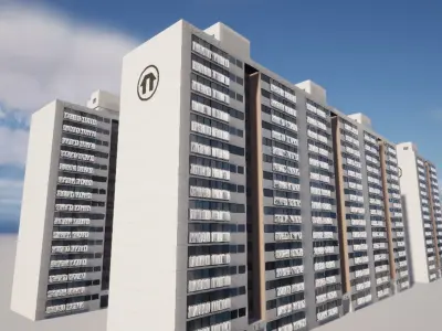 Old Korean apartment Low-poly 3D model