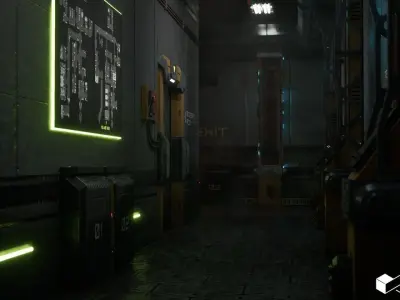 SciFi Engineers Room Environment Low-poly 3D model