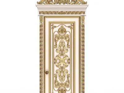 Carved Door Classic 01502 White Low-poly 3D model
