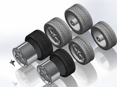 Set of custom wheels Curtis Speed 1963 Stingray for scale model 3D print model