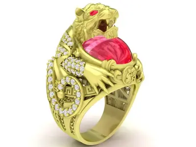 Luxury Lion Head Men Ring 3D Model 3788 3D print model