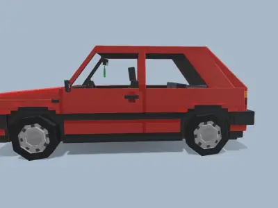 Volkswagen Golf Mk2 - Minecraft Car Low-poly 3D model