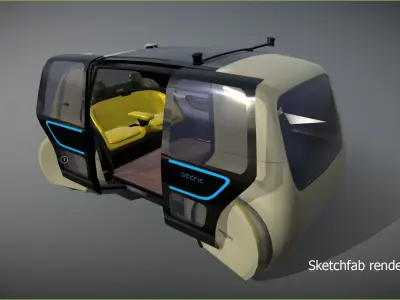 Volkswagen Sedric Driverless car concept Low-poly 3D model