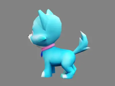 Cartoon puppy - blue male dog - Pet dog Low-poly 3D model
