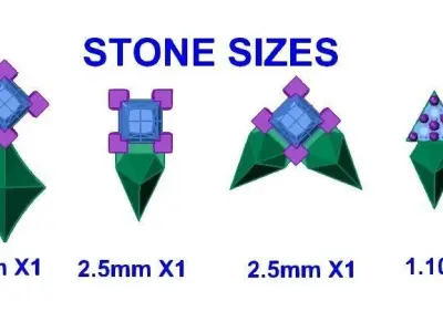 Piercing Diamond Setting 8 Pieces 3D print model 3D print model