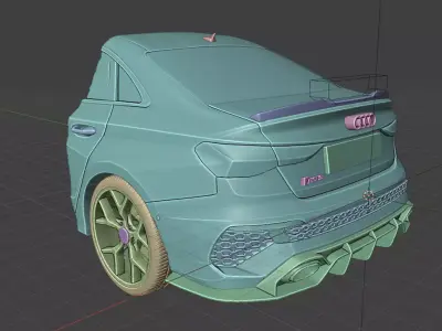 Audi RS3 2024  Rear Side  High-Quality 3D Printable Model 3D print model