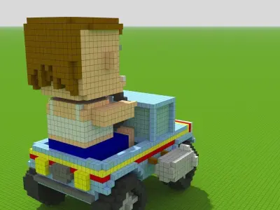 Truck Car and character for your Apocalyptic Game 3D model