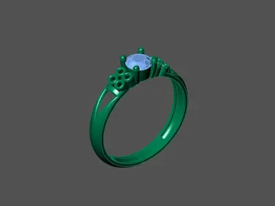 Womens Rings With Stone Ring Ready STL 3DM Models Rings women 3D print model 33