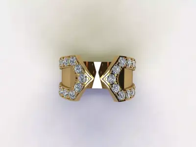 Diamond ring for men modern style R10 3D model
