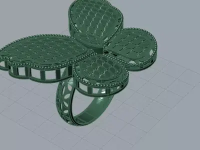 Butterfly gold service - ring earing neckless Free 3D print model