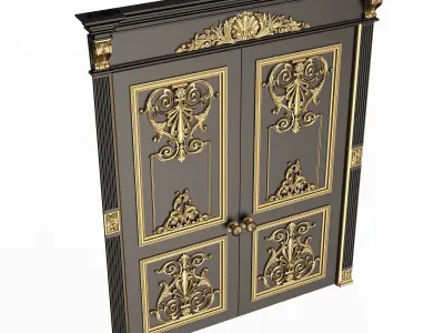 Carved Door Classic 0901 Black Low-poly 3D model