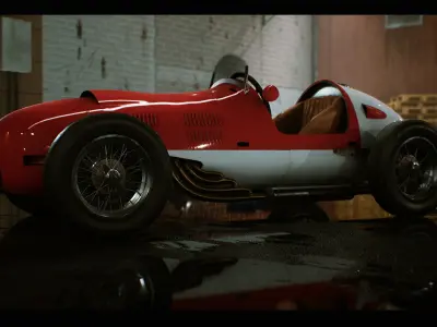 Classic Race Car Driveable Functional Low-poly 3D model