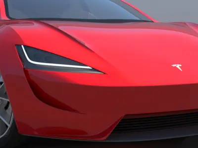 Tesla Roadster Red Edition Low-poly 3D model