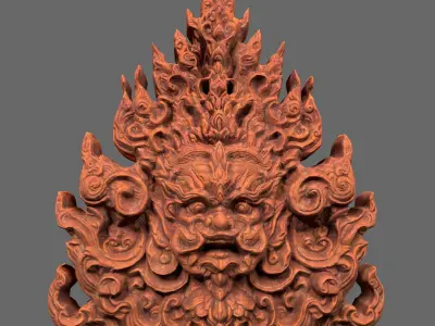 Low poly Asia Temple Decor - 231008 Low-poly 3D model