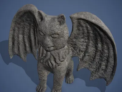 Gargoyle 3D Model statue of bat Free low-poly 3D model