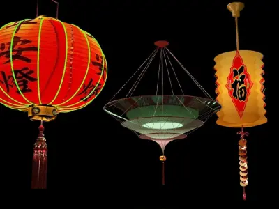 Chinese red lantern  3D model 12