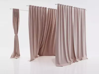 Pink window curtains 3D model