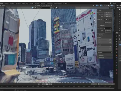 Tokyo Shibuya Scramble Crossing Free low-poly 3D model