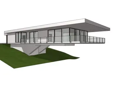 Modern Cantilever House Minimalist Elevated Villa 3D model