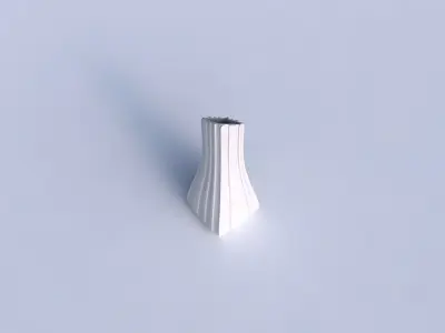 Vase squeezed and bent rectangle 2 with smooth vertical ribbons  3D print model