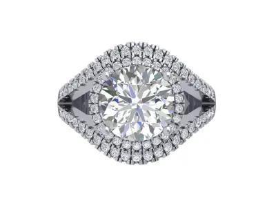 Solitaire Engagement Art Deco Ring 3D print model 4