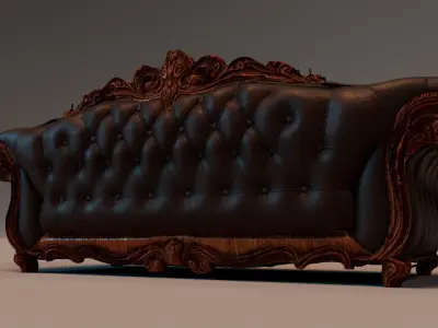 Baroque Leather Sofa  Game Ready  Archviz Asset Low-poly 3D model