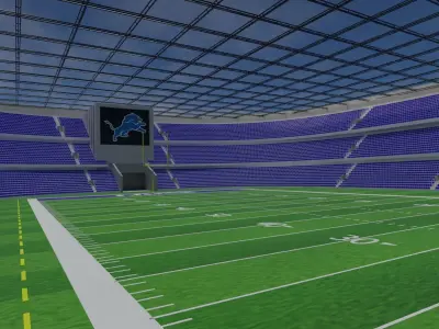 Detroit Lions - American Football Stadium  Low-poly 3D model