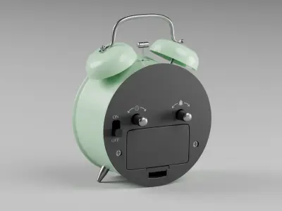 Retro alarm clock Green Low-poly 3D model